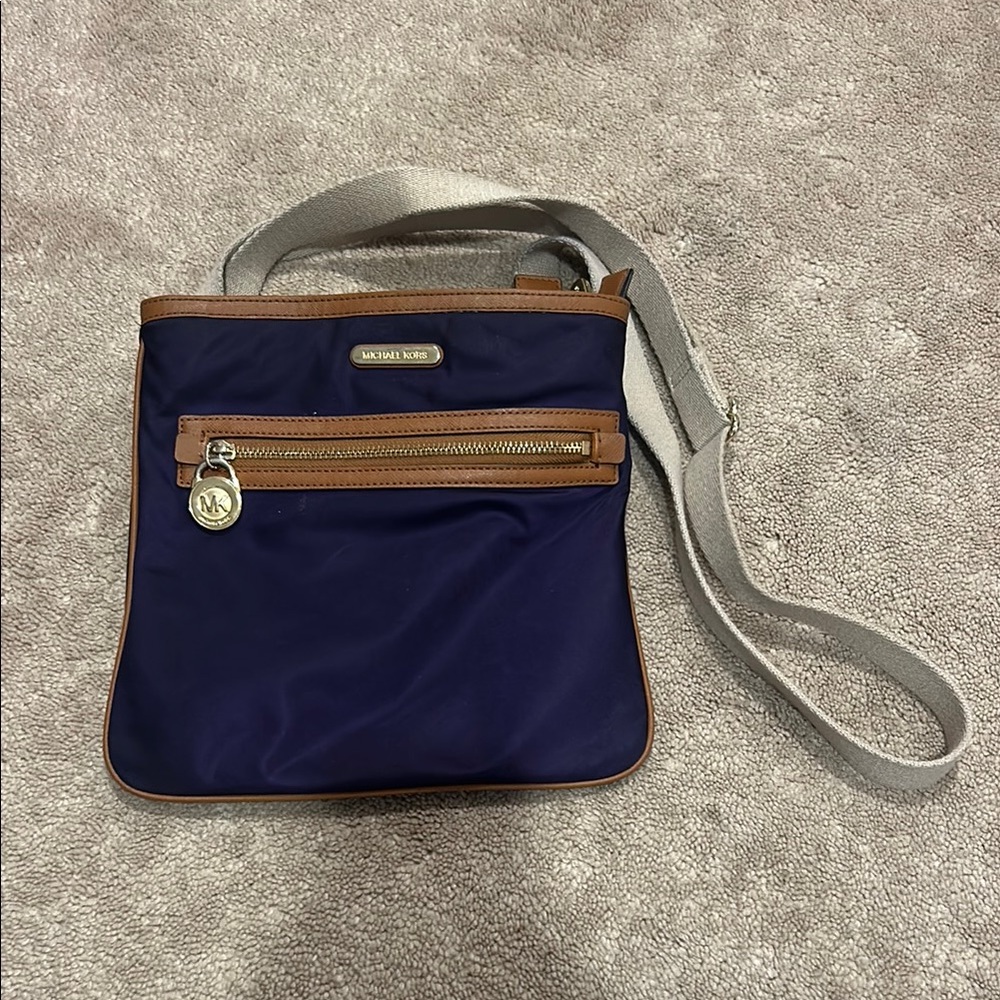 Michael Kors Navy and Brown Crossbody Bag